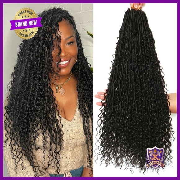 24 Inch Pre Looped Goddess Locs Crochet Hair 8 Packs Soft Synthetic main image 7